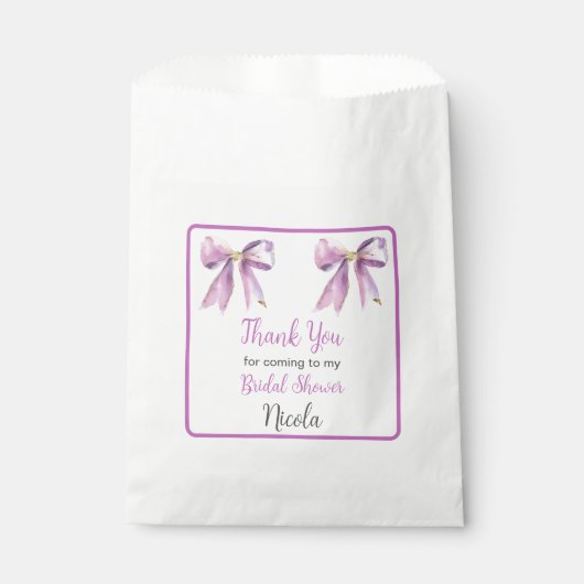 Purple Coquette Bow Bridal Shower フェイバーバッグ (正面)