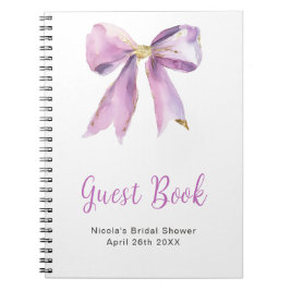 Purple Coquette Bow Bridal Shower Guest Book ノートブック