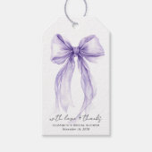 Purple Coquette Bow Watercolor Bridal Shower ギフトタグ (正面)