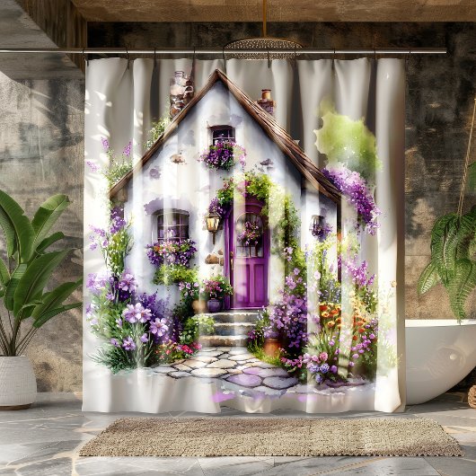 Purple Cottage Garden Shower Curtain シャワーカーテン