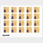 Purple Country Guitar Save the Dateスタンプ スクエアシール (シート)