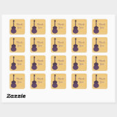 Purple Country Guitar Thank You Stickers スクエアシール (シート)
