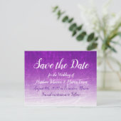 Purple Crackle日付パーソナライズされたポストカードの保存 ポストカード (スタンド正面)