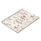 Purple Cream Butterflies Floral Believe Dreams ノートブック (左側)