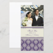 Purple Cream Thank You'結婚s Photo Card サンキューカード (正面/裏面)