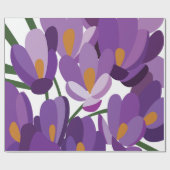 Purple Crocus Floral ラッピングペーパー (フラット)