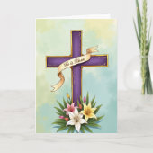 Purple Cross Floral Blessing Card カード (正面)
