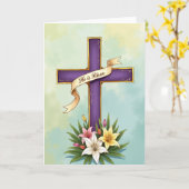 Purple Cross Floral Blessing Card カード (黄色い花)