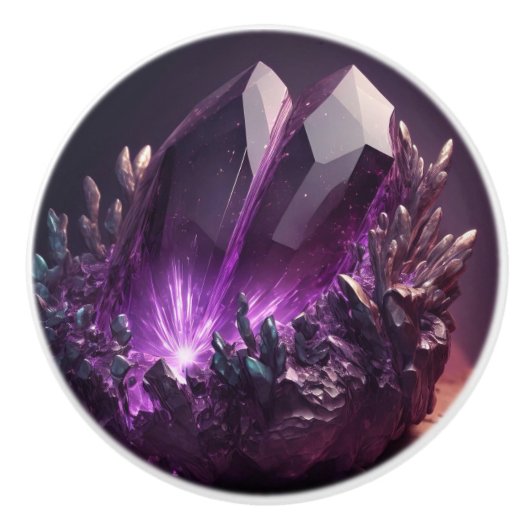 Purple Crystal Amethyst Jewel Ceramic Knob セラミックノブ (正面)