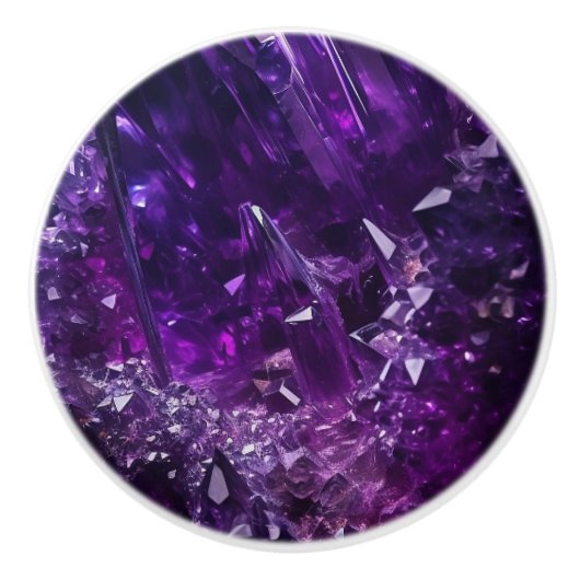 Purple Crystal Jewel Amethyst Ceramic Knob セラミックノブ (正面)