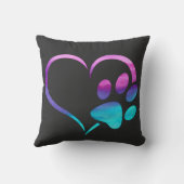 Purple Cyan Dog paw Print Heart  クッション (裏面)