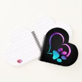 Purple Cyan Dog paw Print Heart ノートブック (内部)