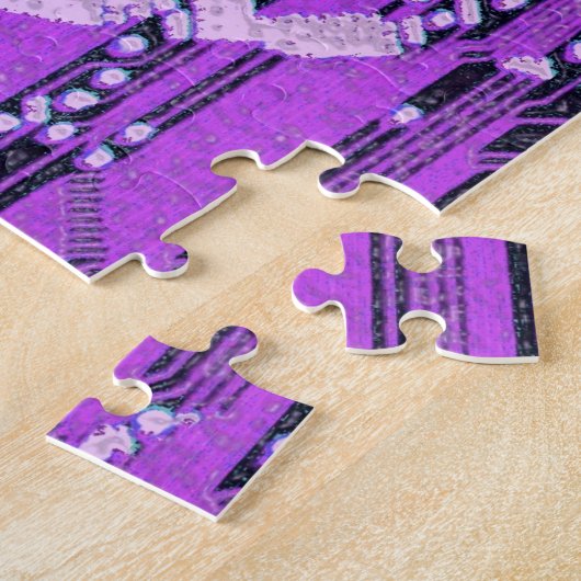 Purple Cyber Circuit Board Tech Electronics ジグソーパズル (側面)