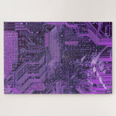 Purple Cyber Circuit Board Tech Electronics ジグソーパズル (横)