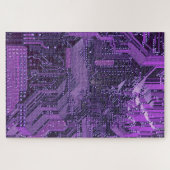 Purple Cyber Circuit Board Tech Electronics ジグソーパズル (横)