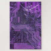 Purple Cyber Circuit Board Tech Electronics ジグソーパズル (縦)