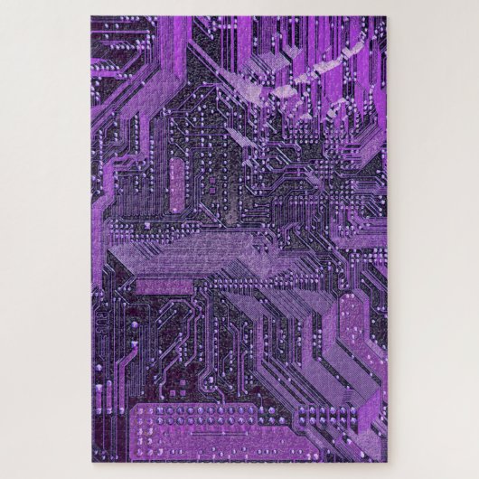 Purple Cyber Circuit Board Tech Electronics ジグソーパズル (縦)