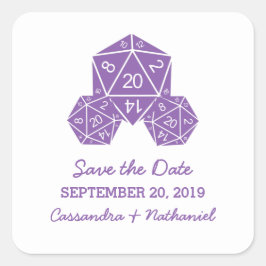 Purple D20サイコロ日付ステッカーの保存 スクエアシール