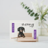 Purple Dachshund Dog in Boxはがき ポストカード (スタンド正面)