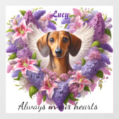 Purple Dachshund Floral Heart ウィンドウサイン (シート)