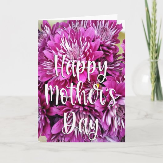 Purple Dahlias Mother's Dayフォトカード サンキューカード (正面)