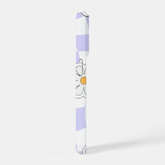 Purple Daisy Checkered Phone Case iPhoneケース (右側面)