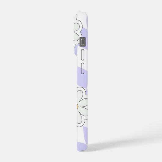 Purple Daisy Checkered Phone Case iPhoneケース (左側面)