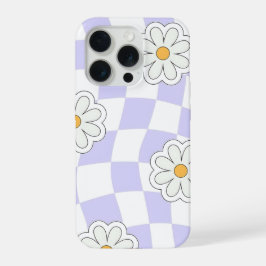 Purple Daisy Checkered Phone Case iPhone 15 Proケース