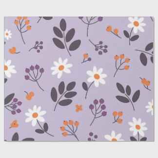Purple Daisy Floral Pattern - Seamless Botanical  ラッピングペーパー