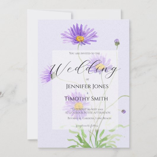 purple daisy wedding invitation  招待状 (正面)