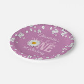 Purple Daisy Wild One 1st Birthday ペーパープレート (アングル)