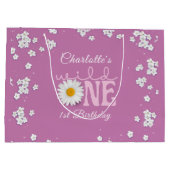 Purple Daisy Wild One 1st Birthday  ラージペーパーバッグ (裏面)