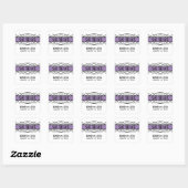 Purple Deco Flowish Save the Date Stickers スクエアシール (シート)