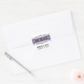 Purple Deco Flowish Save the Date Stickers スクエアシール (封筒)