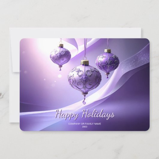 Purple Decorative Christmas Ball Holiday Card シーズンカード (正面)