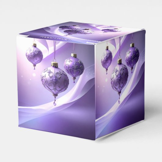 Purple Decorative Christmas Ball Holiday Favor Box フェイバーボックス (正面サイド)