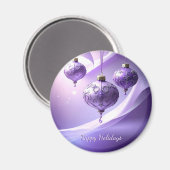 Purple Decorative Christmas Ball Holiday Magnet マグネット (正面/裏面)
