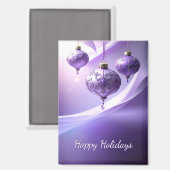 Purple Decorative Christmas Ball Holiday Magnet マグネット (正面/裏面)