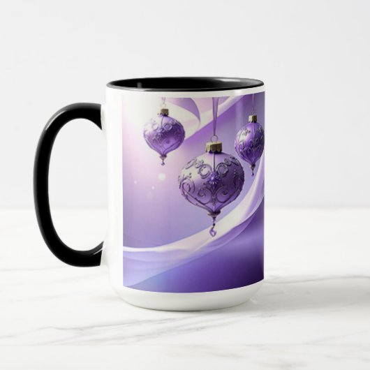 Purple Decorative Christmas Ball Holiday Mug マグカップ (左)
