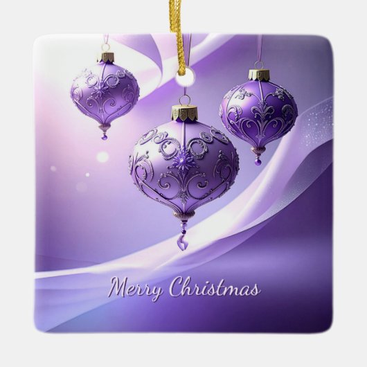 Purple Decorative Christmas Ball Holiday Ornament セラミックオーナメント (正面)