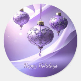 Purple Decorative Christmas Ball Holiday Sticker ラウンドシール