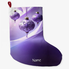 Purple Decorative Christmas Ball Holiday Stocking ラージクリスマスストッキング