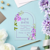Purple delphinium botanical acrylic save the date アクリル招待状 (インサイチュ (ウェディング))