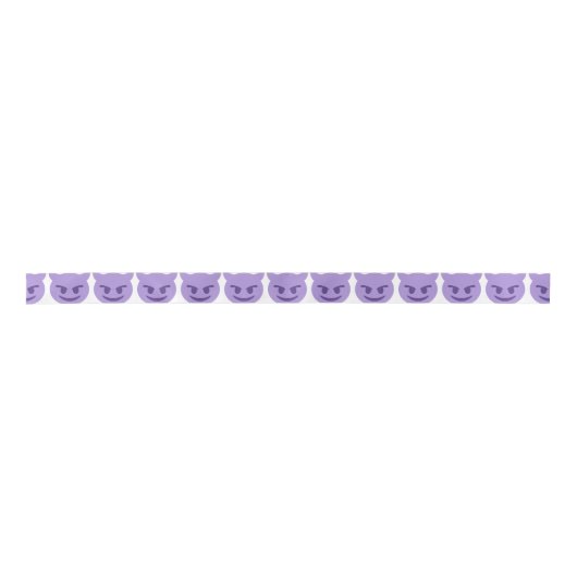 Purple Devil Emoji サテンリボン (正面)