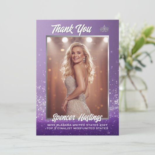 Purple Diamond Pageant Crown Thank You Card サンキューカード (スタンド正面)