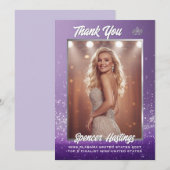 Purple Diamond Pageant Crown Thank You Card サンキューカード (正面/裏面)