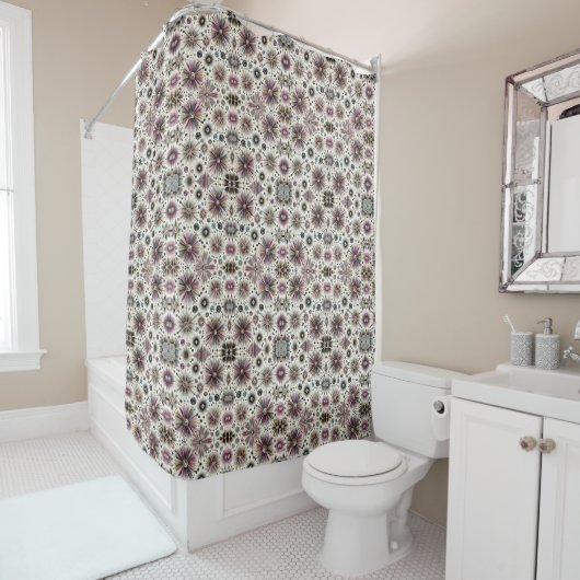 Purple Diamonds Mid Century Modern Shower Curtain シャワーカーテン (インサイチュ)
