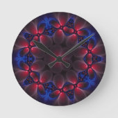 Purple Digital Fractal Art ラウンド壁時計 (正面)