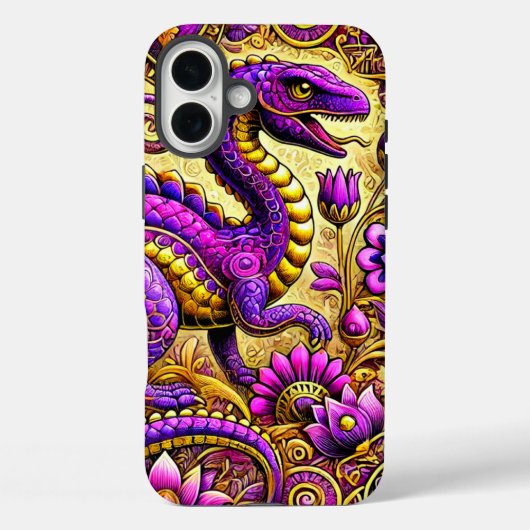 Purple Dinosaur Art Phone Case Case-Mate iPhoneケース (裏面)