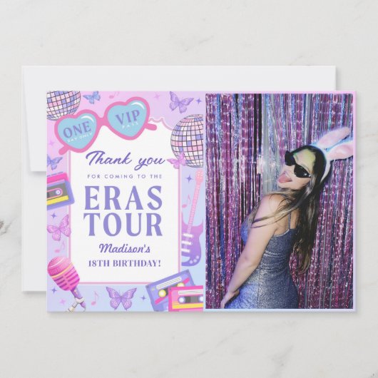 Purple Disco In My誕生日時代の誕生日写真 サンキューカード (正面)